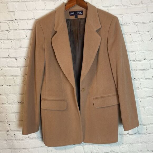 J.G Hook Wool/Cashmere Tan Coat Size Medium - Picture 2 of 10